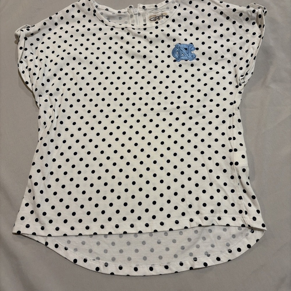 UNC Carolina Tar Heels Polka Dot Girls Size Small 5/6 Garb96 Shirt